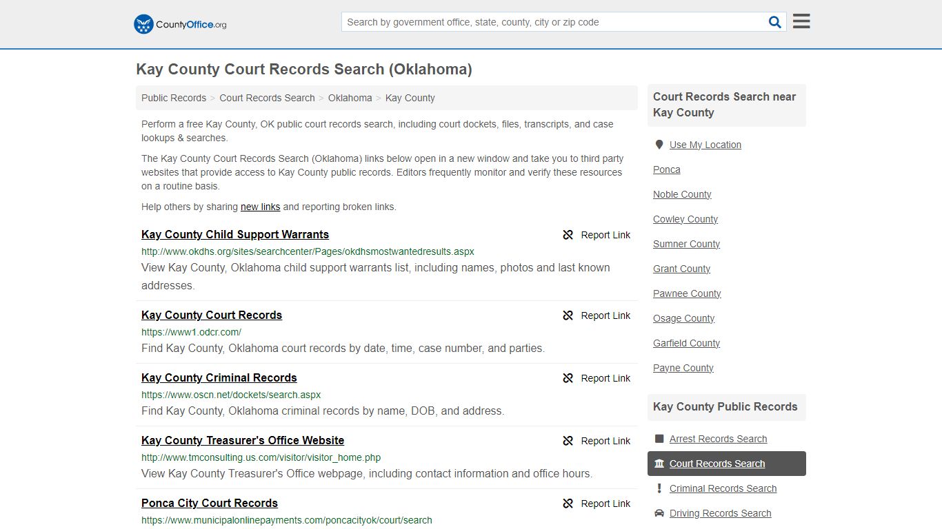 Kay County Court Records Search (Oklahoma) - County Office